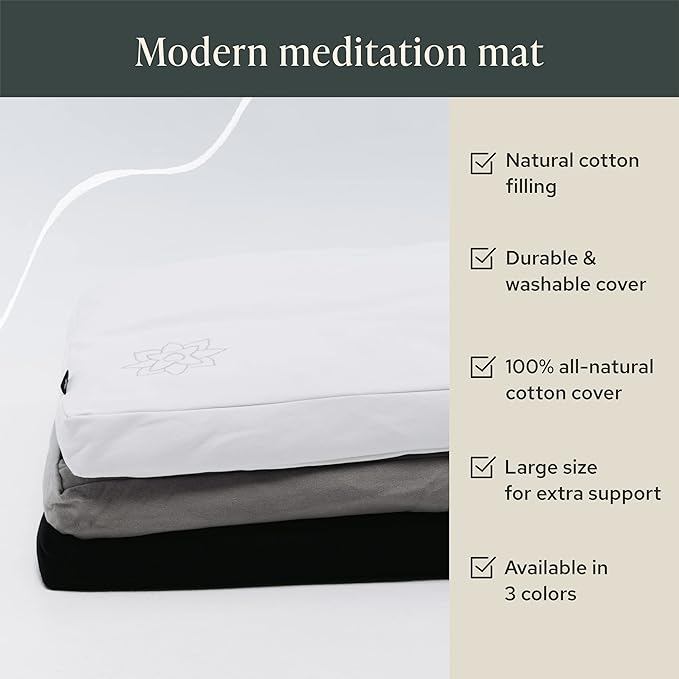 Mindful & Modern Zabuton Meditation Mat - Cotton Filled Yoga and Meditation Pad - Zabuton Meditation Cushion for Kneeling and Sitting Support - Large Rectangular Sitting Floor Pillow for Bench or Zafu