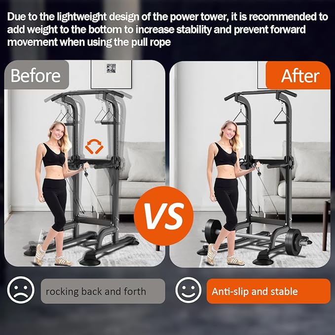 Power Tower Pull Up & Dip Station Multi-Function Home Strength Training Fitness Workout Station Height Adjustable