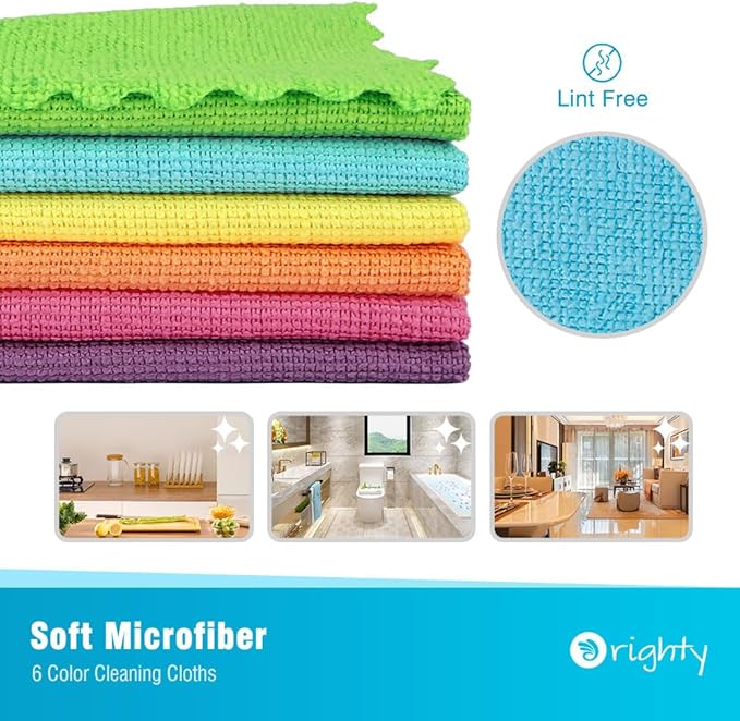Orighty Microfiber Cleaning Cloths, Pack of 150, Highly Absorbent Cleaning Supplies, Lint Free Cloths for Multiple-use, Powerful Dust Removal Clean Rags for House, Kitchen, Car Care(12x12 inch)