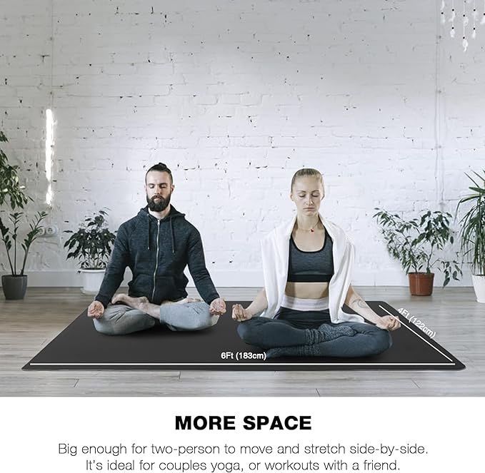 UMINEUX Large Yoga Mat for Men and Women 1/4 & 2/5 Inch Extra Thick TPE Fitness Mat for Home Gym Workout, Non-Slip, Eco Friendly Exercise Mat for Yoga, Pilates, Stretching, Meditation