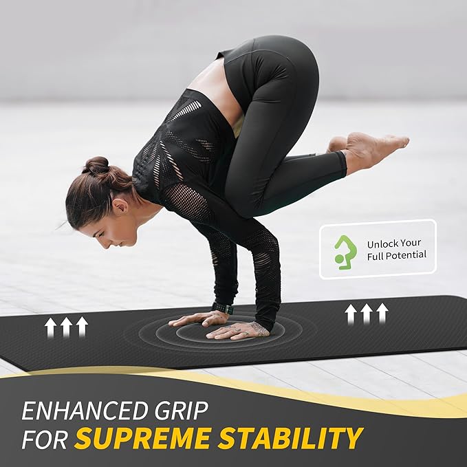 CAMBIVO Yoga Mat for Women Men Kids, 1/3 & 1/4 & 2/5 Inch Extra Thick Yoga Mat Non Slip, 72" x 24" TPE Yoga Mats, Workout Mat with Carrying Strap for Yoga, Pilates and Floor Exercises