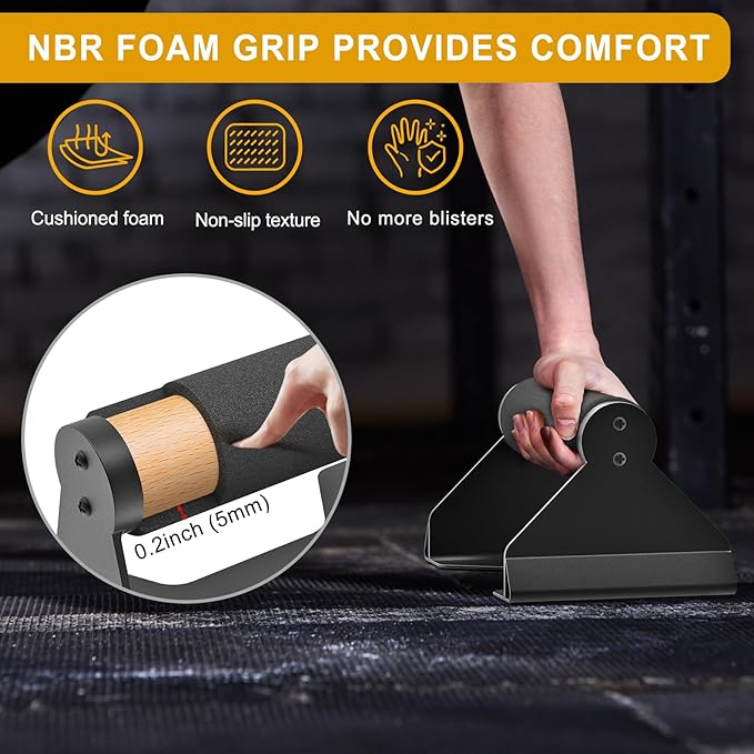 Kipika Push Up Bars, Pushup Stands, Ergonomic Wooden Handles, Anti-slip Rubber Base Pads, Parallettes Bars for Strength Training Equipment & Calisthenics, Perfect for Floor Workout Exercise