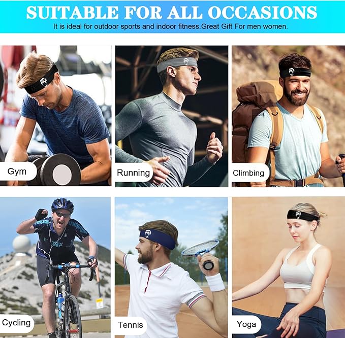 3pcs Sports Sweat Bands Headbands Men Head Sweat Band Headbands for Men Skull Sweatbands Mens Women