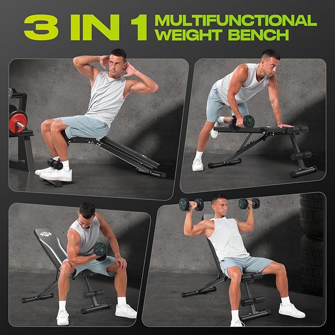 ANCHEER Basic Weight Bench for Home Gym, 660LBS Fast Foldable Workout Bench Press for Home Gym with 8 Adjustable Backrests Incline/Flat/Decline Full Body Strength Training - 2025 Upgrade