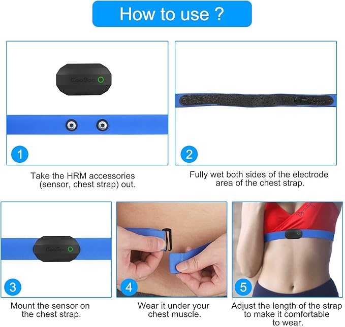COOSPO Bluetooth Heart Rate Monitor Chest Strap H808S, ANT+ BLE HR Monitor Chest, HRM IP67 Waterproof, 300H Battery Life