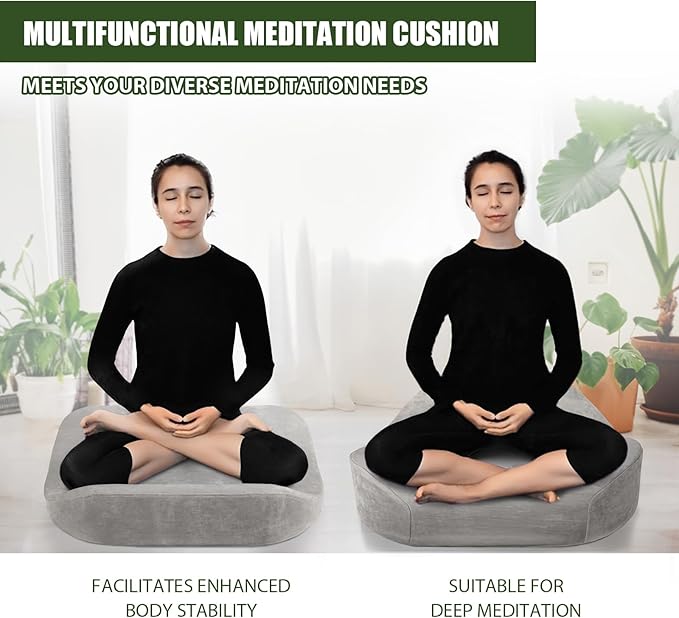 Meditation Cushion - Floor Pillow, Enlarge High Density Extremely Firm, Large Big Foam Floor Cushion Seating for Adults - Premium Yoga Pillows for Adults Gifts for Women, Men,Gray