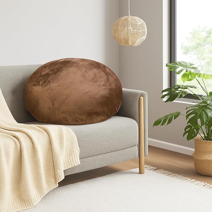 Codi Large Meditation Cushions – Round Floor Pillows for Adults with Removable Washable Cover, Soft and Supportive Floor Cushion for Yoga, Seating and Dog Bed, 32 inch - Coffee