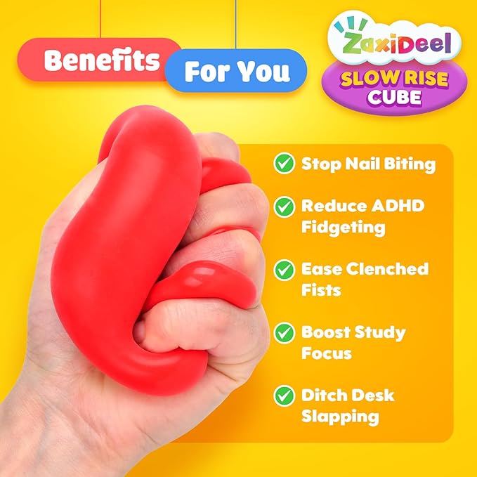 50 Pack Slow Rising Stress Cube: Stretchy Fidget Toys for Anxiety Relief, Large Size Squishy Cube, Pull Stretch Fidgets for Classroom Prize, Classroom Reward for Student