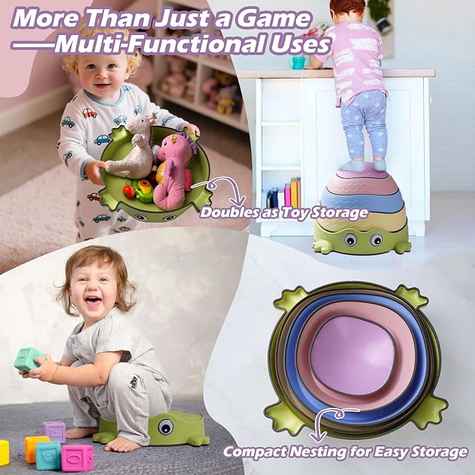 Pastel Stepping Stones for Kids, Non-Slip Sensory Balance Toys – Indoor/Outdoor Obstacle Course Set to Develop Coordination Motor Skills, Durable Rubber Plastic Toddler Fitness Game,Age 3+