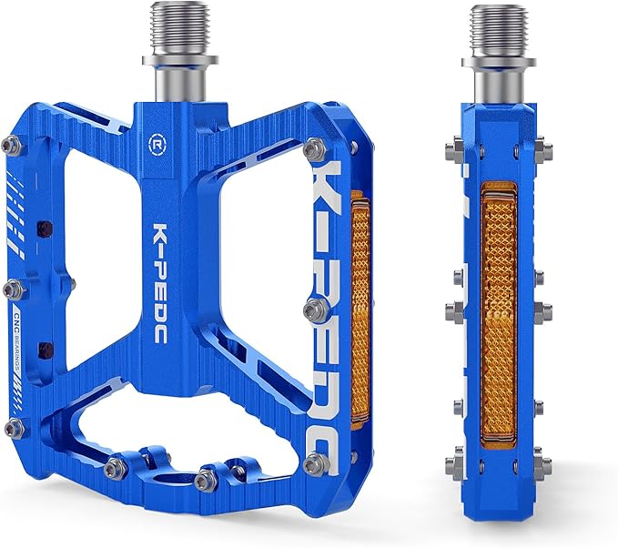 Mountain Bike Pedals MTB Pedals,Bicycle Pedals with Reflectors,Aluminum 9/16" 3 Sealed Bearing Lightweight Platform for Mountain Bike, BMX, Road Bike Pedals