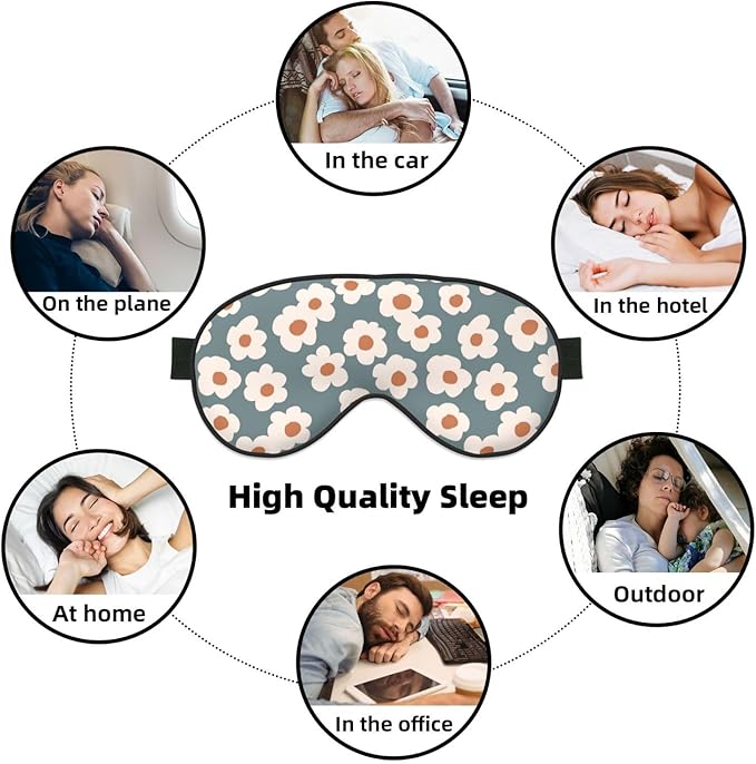 Sleep Eye Mask Vintage Boho Floral Sleep Mask for Women Men Comfortable Eye Mask with Adjustable Strap Soft Eye Cover Blindfold for Travel Yoga Nap Shift Work