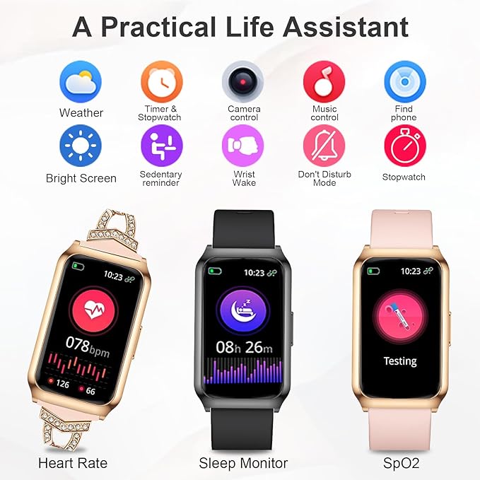 GADIXY Smart Watch,Fitness Tracker Watch 7 Day+ Battery with Heart Rate/Step Counter/Calories/SPO2/Sleep Monitor,IP68 Fitness Smart Watches for Women (Rosegold, 1.47inch)