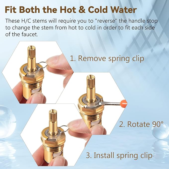 Enhon 2 Pack Faucet Cartridge Compatible with American Standard 994053-0070a or 994053-0070a/H Bathroom Kitchen Bathtub Faucet Stem Replacement, 4z-24h Hot and Cold Replacement Stem, Brass