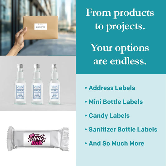Premium Label Supply White Sticker Bottle Labels – 3" x 1.5" – Laser/Inkjet Compatible – (14 per Sheet), 25 Sheets – 350 Total Adhesive Labels