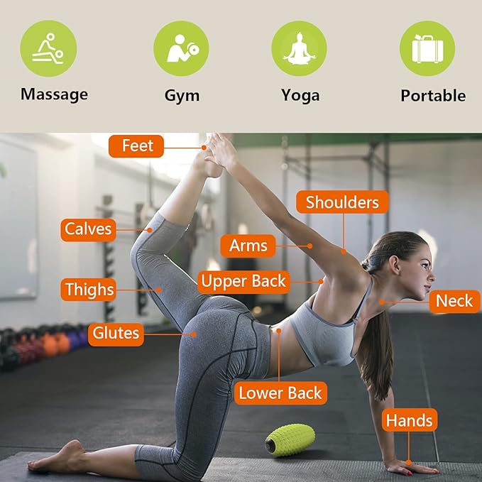 Massage Roller, Deep Tissue Massage for Myofascial Release, Muscle Roller for Exercise and Workout Recovery, Alleviating Neck, Back, Legs, Foot or Muscle Tension - Green