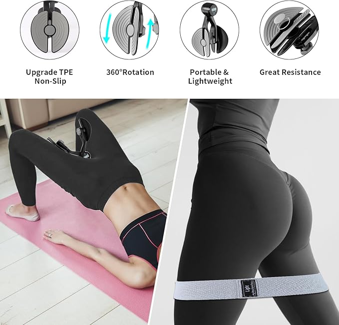 Thigh Trainer, Inner Thigh Toner Exercise Equipment for Women, Kegel Exerciser, Pelvic Floor Muscle Trainer for Home Workout with Resistance Band