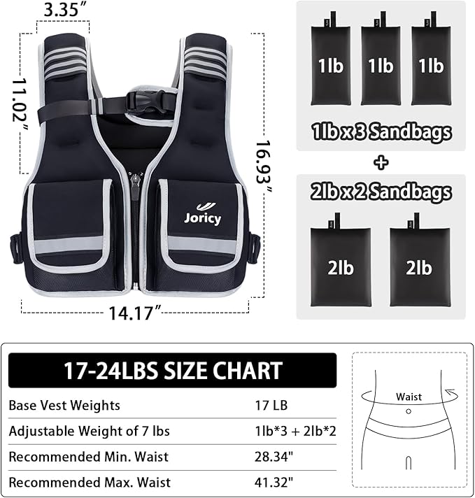 Adjustable Weighted Vest Woman 5-12lb/9-16lb/17-24lb/23-30lb Weight Vest with Reflective Stripe, Zipper Rucking Running Vests for Women Men Workout Walking Strength Training Weight Loss Fitness Weightlifting