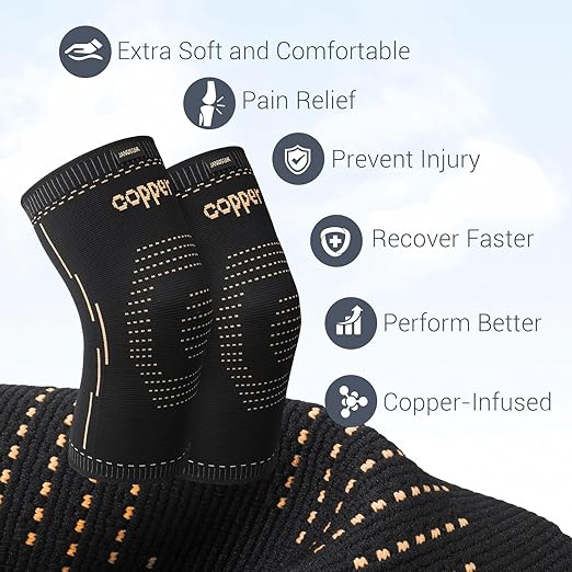 Copper Knee Braces for Men & Women – Knee Compression Sleeves for Pain Relief, Arthritis, Sports and Recovery