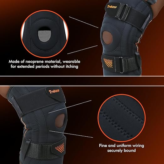 Adjustable Knee Brace for Women and Men, Patella Stabilizer Knee Brace, Knee Support with Side Stabilizers for Knee Pain Relief, Meniscus Tear, and Arthritis Pain (Black, Large)