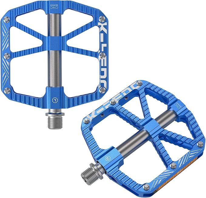 MTB Mountain Bike Pedal Platform Flat Bicycle Pedals Aluminum Alloy Non-Slip 9/16" Metal Bike Pedals with 3 Bearings for Road, BMX