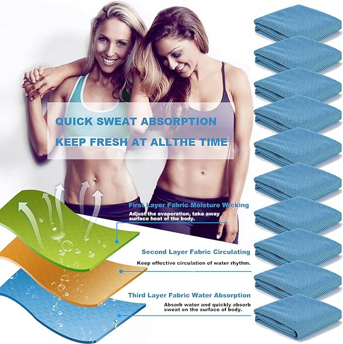 Peicees 20 Pack Microfiber Neck Cooling Towels Sports Sweat Towels Sweat Headband for Travel Beach Swimming Camping Climbing Gym Yoga Workout Backpacking, Gray