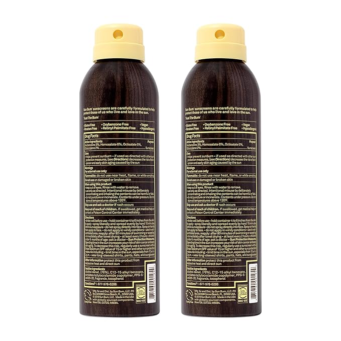 Sun Bum Original SPF 15 Sunscreen Body Spray - Broad Spectrum Moisturizing Sunscreen with Vitamin E - Hawaii 104 Act Compliant (Made without Octinoxate & Oxybenzone) - 6 oz (Pack of 2)
