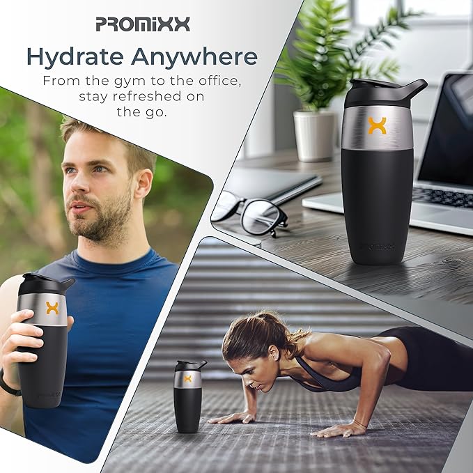 32oz Stainless Steel Protein Shaker Bottle – Leak-Proof Metal Shaker Cup with Snap-Fit Agitator for Smooth, Clump-Free Shakes – BPA-Free, Odor Resistant, Easy to Clean