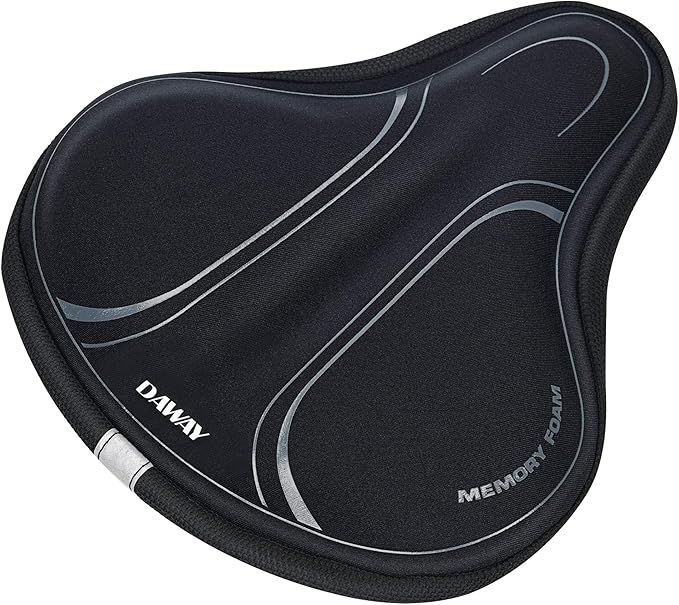 DAWAY Comfortable Bike Seat Cover - C3 Soft Gel & Memory Foam Padded Bike Seat Cushion for Women Men Seniors, Comfort, Fits for Peloton, Stationary, Exercise, Mountain and Cruiser Bicycle Saddles