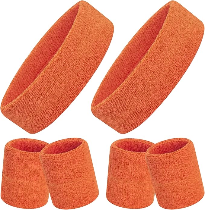 ONUPGO 6 Pieces Sweatbands Set - Sports Headbands Wristbands for Men & Women,Cotton Terry Cloth Sweatband for Tennis,Basketball,Gym,Working Out - Moisture Wicking Elasticity