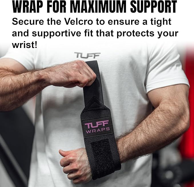 TuffWraps 16" Wrist Wraps: No Thumb Loops, Quality Gym Wrist Wraps for Weightlifting, Bench Press, Powerlifting, and Cross-Training—Try The Belt Loop Tightening System