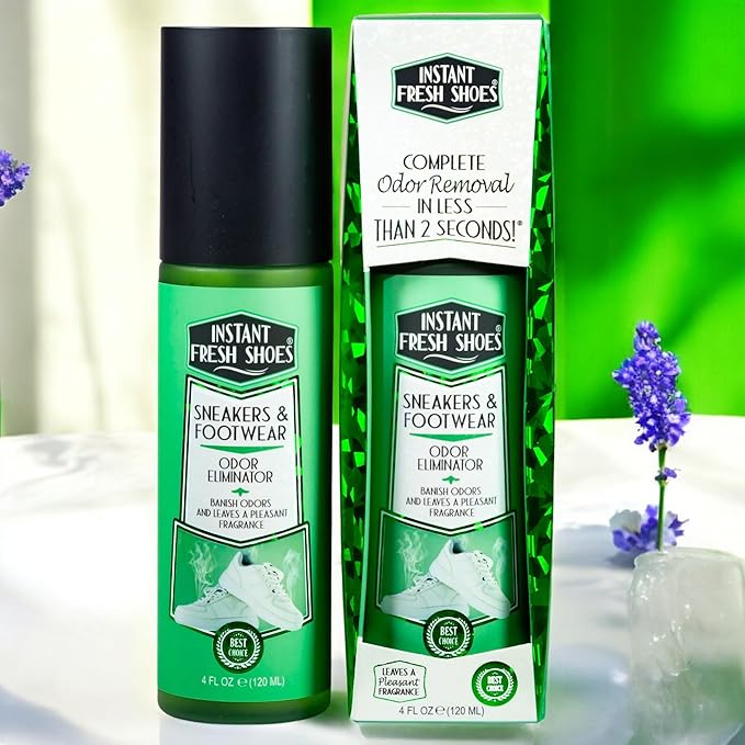 Advance Shoe Deodorizer Spray for Instant Shoe Odor Elimination in less than 2 seconds -For Sneakers, Boots, All Footwear -Also for Gym Bags and Sports Equipment, Lavender Scent – INSTANT FRESH SHOES