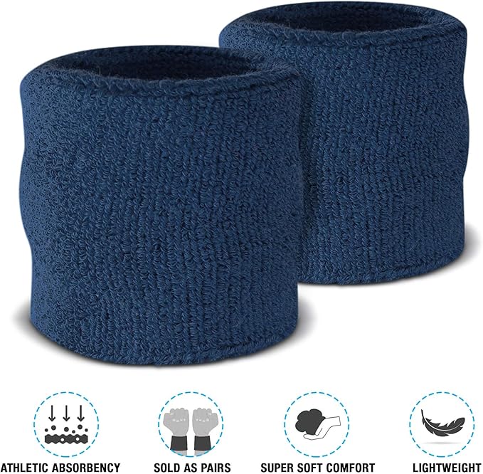 Suddora Sweatbands Set, Moisture Wicking 2 Wristbands and 1 Headband, Breathable Terry Cloth Athletic Bands for Basketball, Tennis, Yoga, Gym, Sweat Bands for Costumes and Cosplay