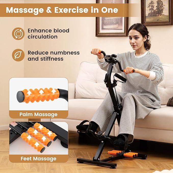 Pedal Exerciser Bike for Seniors, Hand Arm Leg Knee Physical Therapy Exercise Bike with Monitor, Indoor Adjustable Fitness Equipment for Rehabilitation Recovery