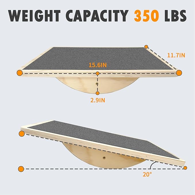Balance Board Professional Wobble Board for Adults Anti-Slip for Physical Therapy Standing Desk Core Strength Wooden Rocker Board(350LBS)
