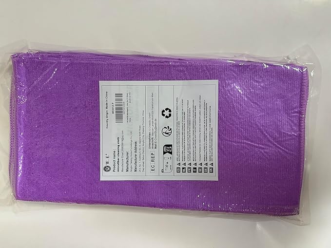Purple Microfiber Cleaning Cloth, Ultra Soft Absorbent Microfiber Cleaning Rags for Housekeeping Cleaning Supplies, Lint Free Reusable Cleaning Cloths for House Washable, Pack of 12