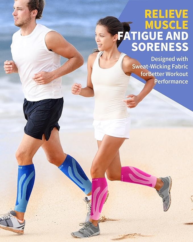 CAMBIVO 3 Pairs Calf Compression Sleeves for Men & Women – Footless Compression Socks for Shin Splints, Pain Relief, Varicose Veins – Leg Support for Running, Travel, Fitness, Nursing