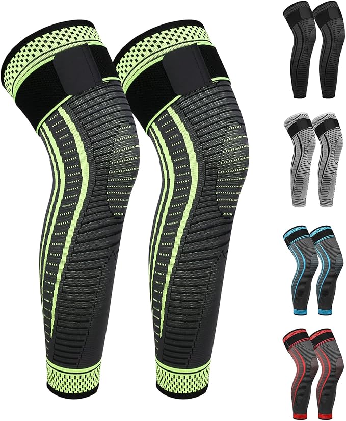 Full Leg Compression Sleeves 2 Pack Long Knee Support for Men and Women for ACJ, Meniscus Tear, Arthritis