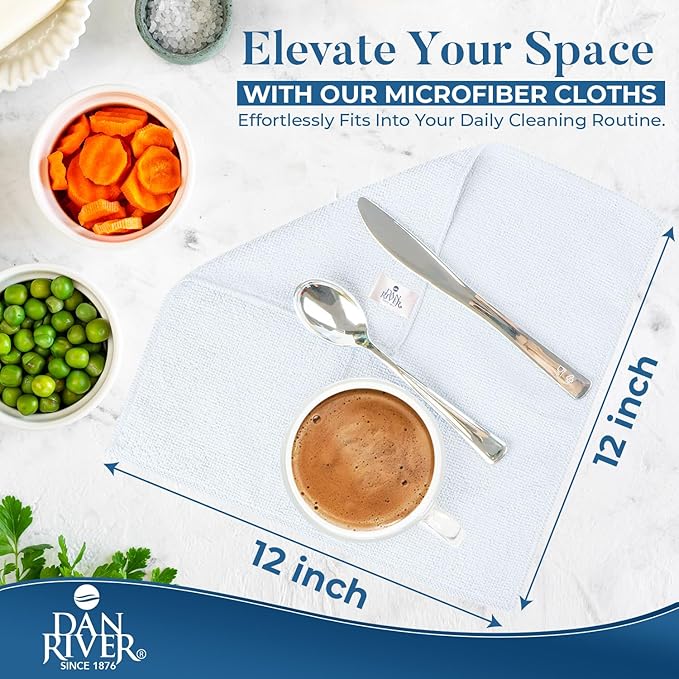 DAN RIVER 24-Pack Microfiber Towels โ Ultra Absorbent, Lint-Free & Streak-Free Kitchen Rags Cleaning for Home, & Car - Must-Have Cleaning Essentials - 12" x 12" - Gray White Black