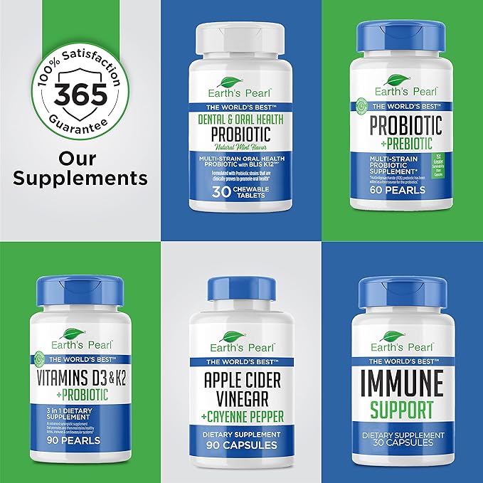 Earth's Pearl Dental Probiotic with BLIS K12 - Oral Probiotics for Oral Health with Mint Flavor - 30-Day Supply of Dental Probiotics for Bad Breath and Dental Health - Children and Adult Oral Care