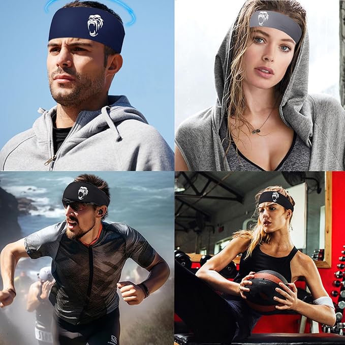 3pcs Sports Sweat Bands Headbands Men Head Sweat Band Headbands for Men Skull Sweatbands Mens Women