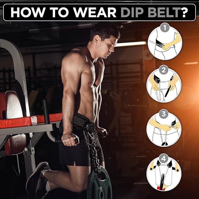 WYOX Dip Belt for Weightlifting β Weight Belt with Chain for Pullups, Gym Lifting Belt for Powerlifting, Squats, Bodybuilding, Heavy Duty Steel, and Workout Belt with Comfortable Neoprene Support