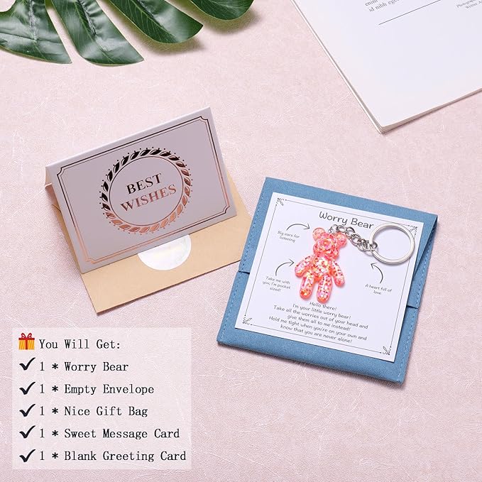 Pocket Bear Hug, Anxiety Gifts for Women Men, Mental Health Positivity Gift, Autism Fidget Gifts, Stress Relief Gift for Her, Comforting Present for Son Daughter Back to School, Red