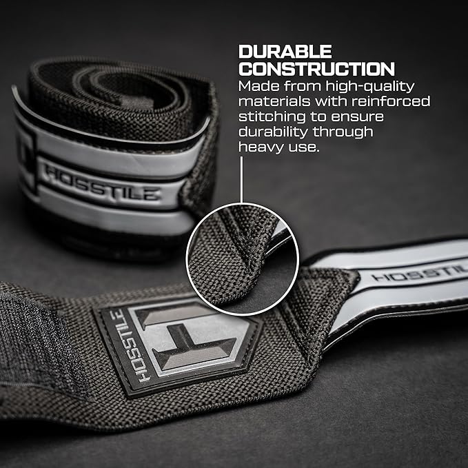 HOSSTILE Wrist Wraps (Pair) – Durable 18" with Light Flexibility, Thumb Loop, Extra-Wide Hook and Loop Fastener for Adjustable Support, Ideal for Weightlifting, Bodybuilding, Crossfit