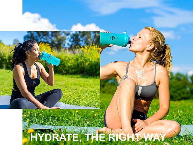 2 Pack 45 oz Protein Shaker Bottles with Wire Whisk – BPA-Free, Leak-Proof Shaker Cups for Protein Shakes & Smoothies – Large Plastic Mixer Bottle – Classic White Titan Turquoise