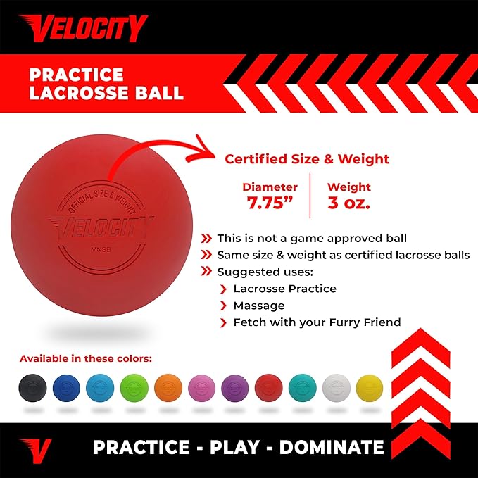 Velocity Lacrosse Balls - 1, 2, 3, 6, 12, 18, 24, 36, 60 and 120 Packs - for Practice, Official NFHS and College Approved Size