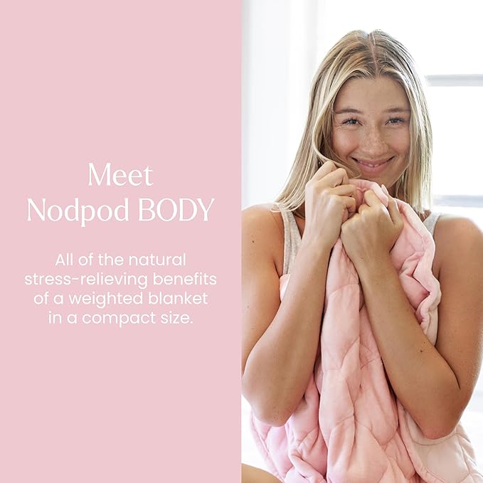 Nodpod Weighted Blanket & Sleep Mask Bundle – Ultra-Soft Body Blanket with Glass Beads + Light-Blocking Eye Mask – Relaxation, Comfort, Travel & Better Sleep - Blush Pink