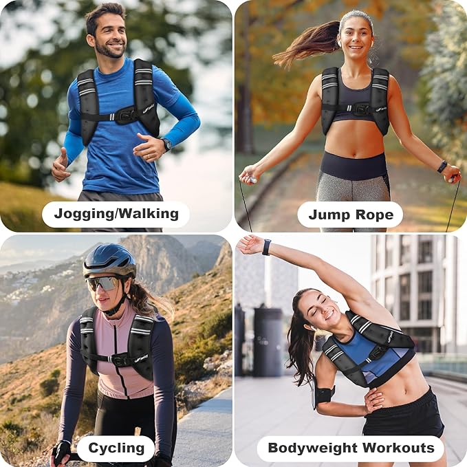 Weighted Vest 5lb/8lb/10lb/15lb/20lb/25lb/30lb Weight Vest Woman Men with Reflective Stripe, Rucking Running Vests for Women Workout Walking Strength Training Weight Loss Fitness Weightlifting