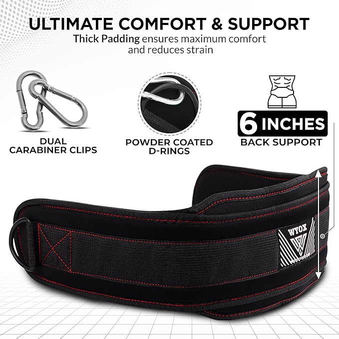 WYOX Dip Belt for Weightlifting β Weight Belt with Chain for Pullups, Gym Lifting Belt for Powerlifting, Squats, Bodybuilding, Heavy Duty Steel, and Workout Belt with Comfortable Neoprene Support