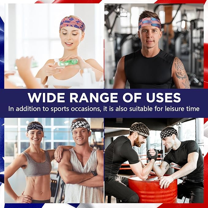 18 Pcs Sports Sweatbands for Men Women Camo Headbands Workout Non Slip Headbands Breathable Head Band Fitness Stretchy Unisex Hairband for Yoga Running Cycling Ball