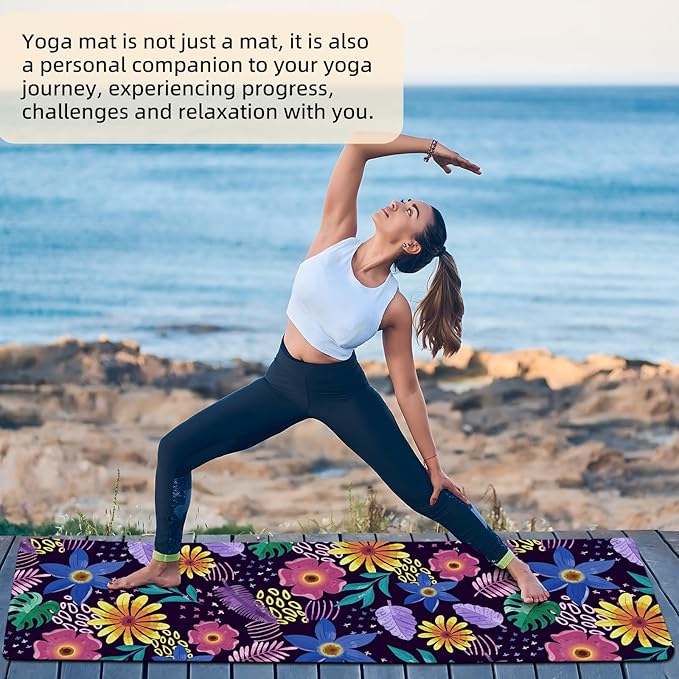 FOLAI Extra Thick Yoga Mat 6mm - Non-Slip Exercise Mat for HIIT, Pilates & Home Workouts & Workout with Free Carry Strap